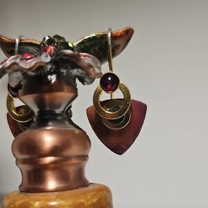 Keith Lewis Studio garnet "Raku" earrings